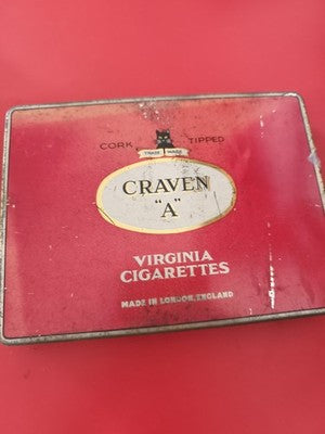 Ancienne boîte à cigare métal publicitaire Craven A vintage rouge collector