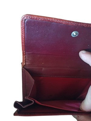 Porte-monnaie vintage Alexander cuir marron effet croco rétro ancien porte-feuil