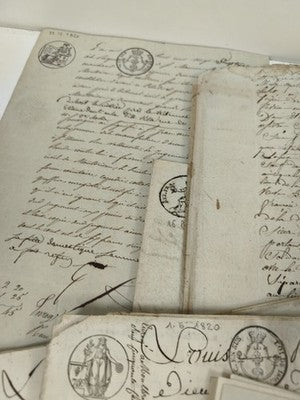 Gros lot lettres manuscrites administratives XIXe papier timbré 1816-1821