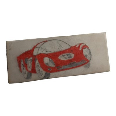 Dessin original voiture de course rouge vintage style Scalextric Dinky Toys 10cm