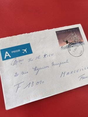 Ancienne enveloppe oblitérée Belgique Marseille timbre voilier philatélie collec