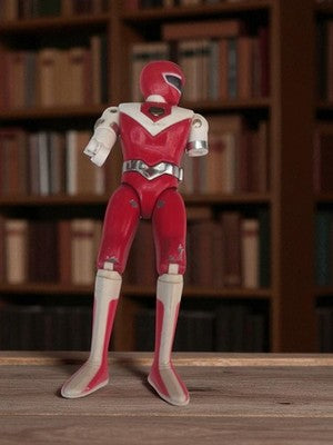 Figurine Bioman rouge vintage 1987 métal, robot sentai rare, Power Ranger