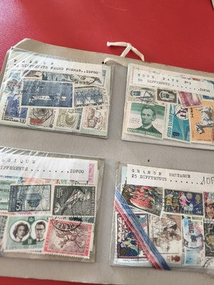 Lot anciens timbres monde vrac collection France Belgique Royaume-Uni oblitérés
