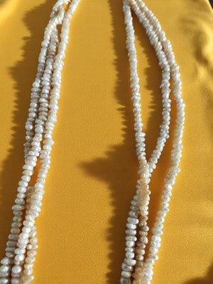 Collier vintage perles de culture authentiques, multi-rangs, blanc crème