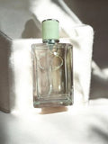 Flacon factice parfum vintage transparent bouchon vert déco ancien rare