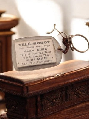 Porte-clés publicitaire TÉLÉ-ROBOT vintage Colmar années 60 pub rétro