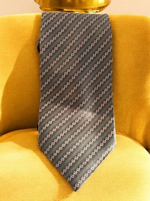 Cravate vintage Le Stagioni, motif géométrique, rayures diagonales, rétro homme