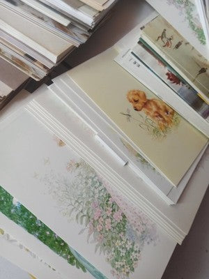 Lot cartes de vœux illustrées anciennes vintage rétro, collection neuves