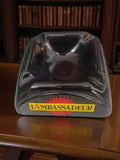 Cendrier publicitaire vintage L'Ambassadeur en verre rétro déco bistrot