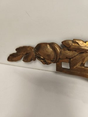 Ornement ancien en bronze doré décor floral rosace applique dessus porte