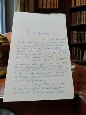 Lettre manuscrite ancienne 1948 adressée Geneviève vintage écriture bleue
