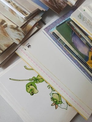 Lot cartes de vœux illustrées anciennes vintage rétro, collection neuves