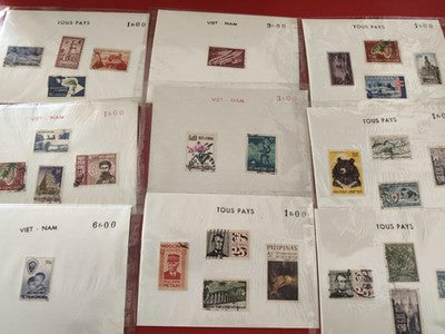 Lot anciens timbres collection, tous pays, vrac philatélie, divers motifs