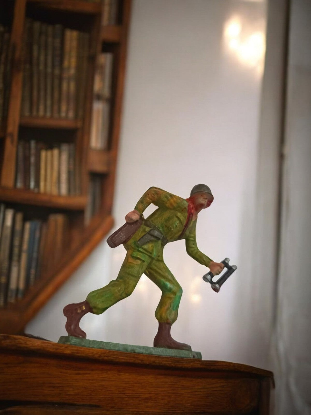 Figurine Starlux soldat ancien vintage, statuette militaire rétro peinte main
