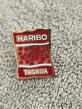 Pin's HARIBO Tagada vintage, motif fraises rouges, émaillé rétro (Ref 2)