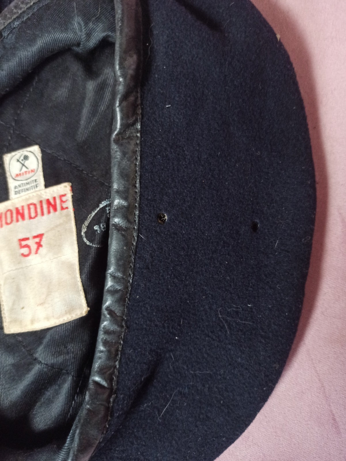 Béret commando MONDINE 57 ancien militaire bleu marine vintage Algérie