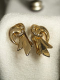 Paire boucles d’oreilles clip vintage dorées nœud strass rétro ancien bijou