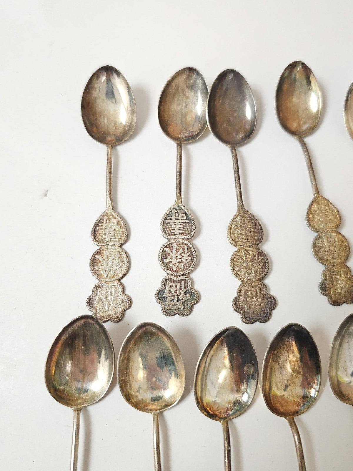 Lot de cuillères chinoises anciennes en argent vintage 97g collection rétro