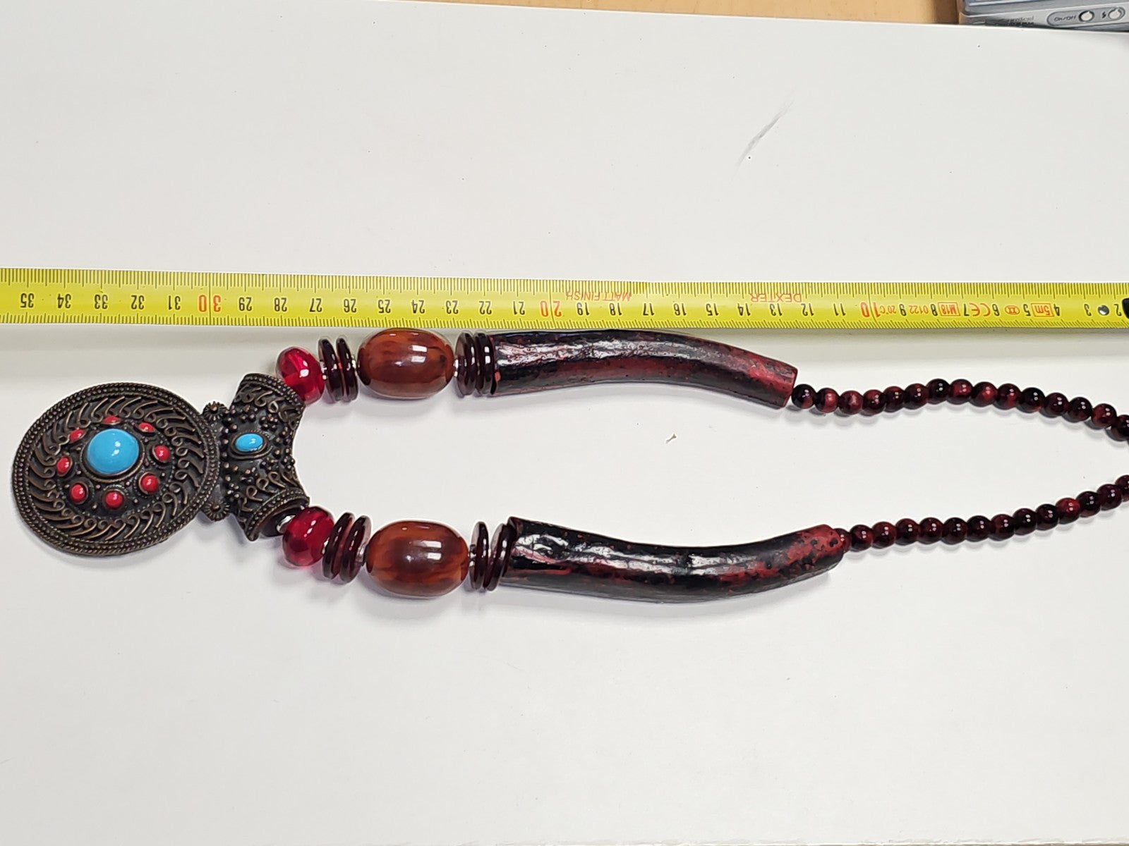 Collier ethnique africain ancien vintage, grand pendentif artisanal pour collect