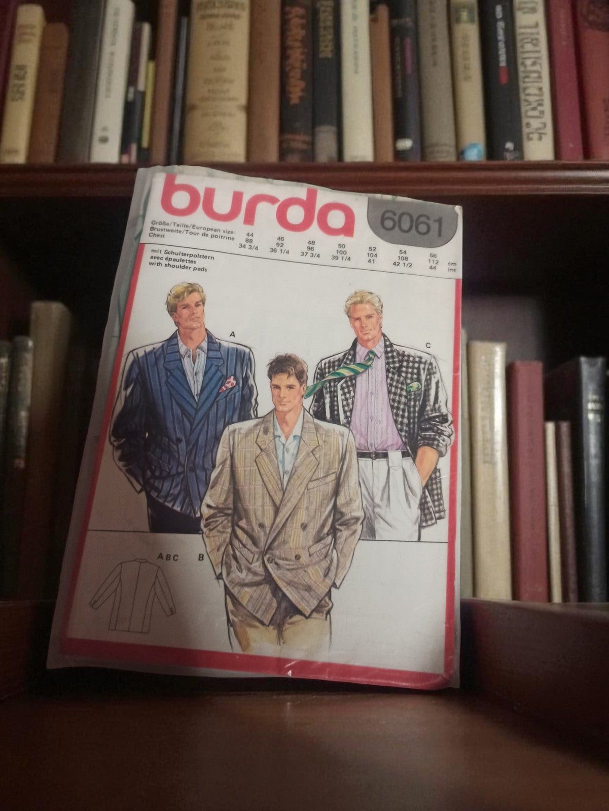 Patron couture homme Burda 6061 vintage blazer veste épaulettes années 80 rétro