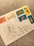 Lettre affranchie DDR 1977 Leipzig sport, 6 timbres illustrés gymnastique (Ref 9