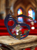 Bracelet multi-tours bleu rétro charms dorés vintage fantaisie étoile