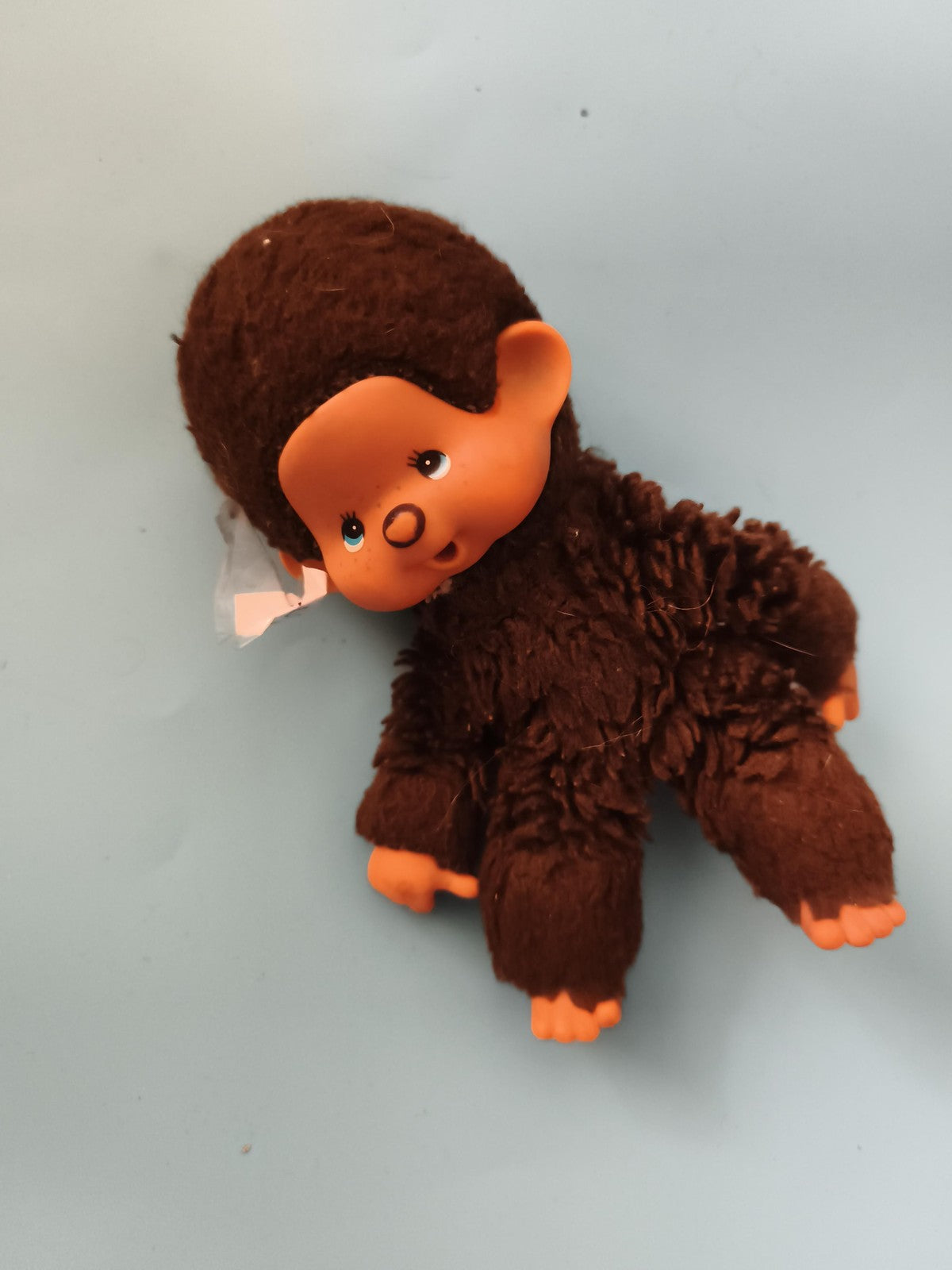 Peluche Monchhichi singe brun visage vinyle Moncchicchi jouet poupée vintage