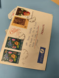 Ancienne enveloppe Polska timbrée, philatélie, motifs floraux, collection