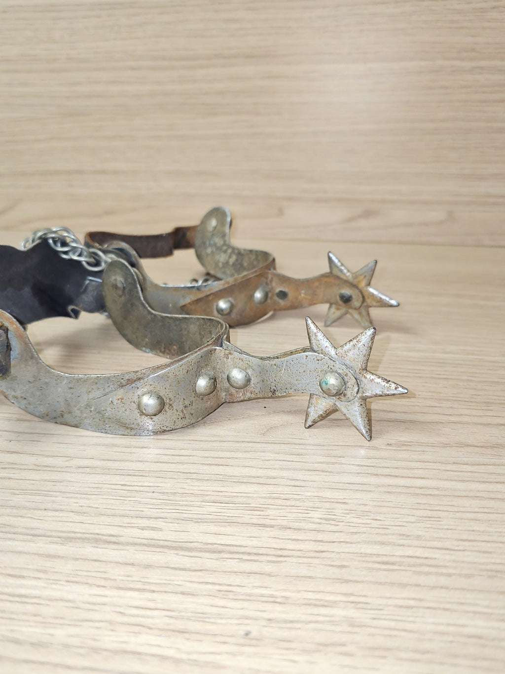 Paire d?éperons de cowboy vintage ancien, rare, marque Ancienne, USA, collection