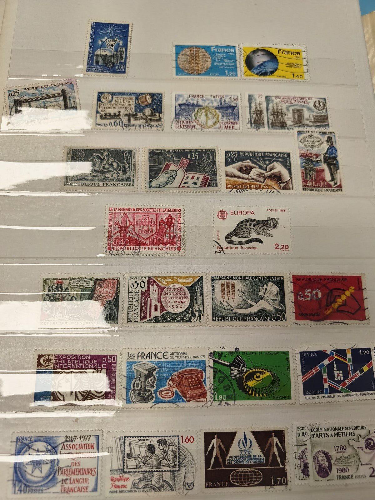 Lot anciens timbres oblitérés France, thématiques variées, années 1960-80