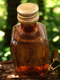 Mignonette ancienne alcool vintage, flacon ambré à bouchon métal, rétro déco bar