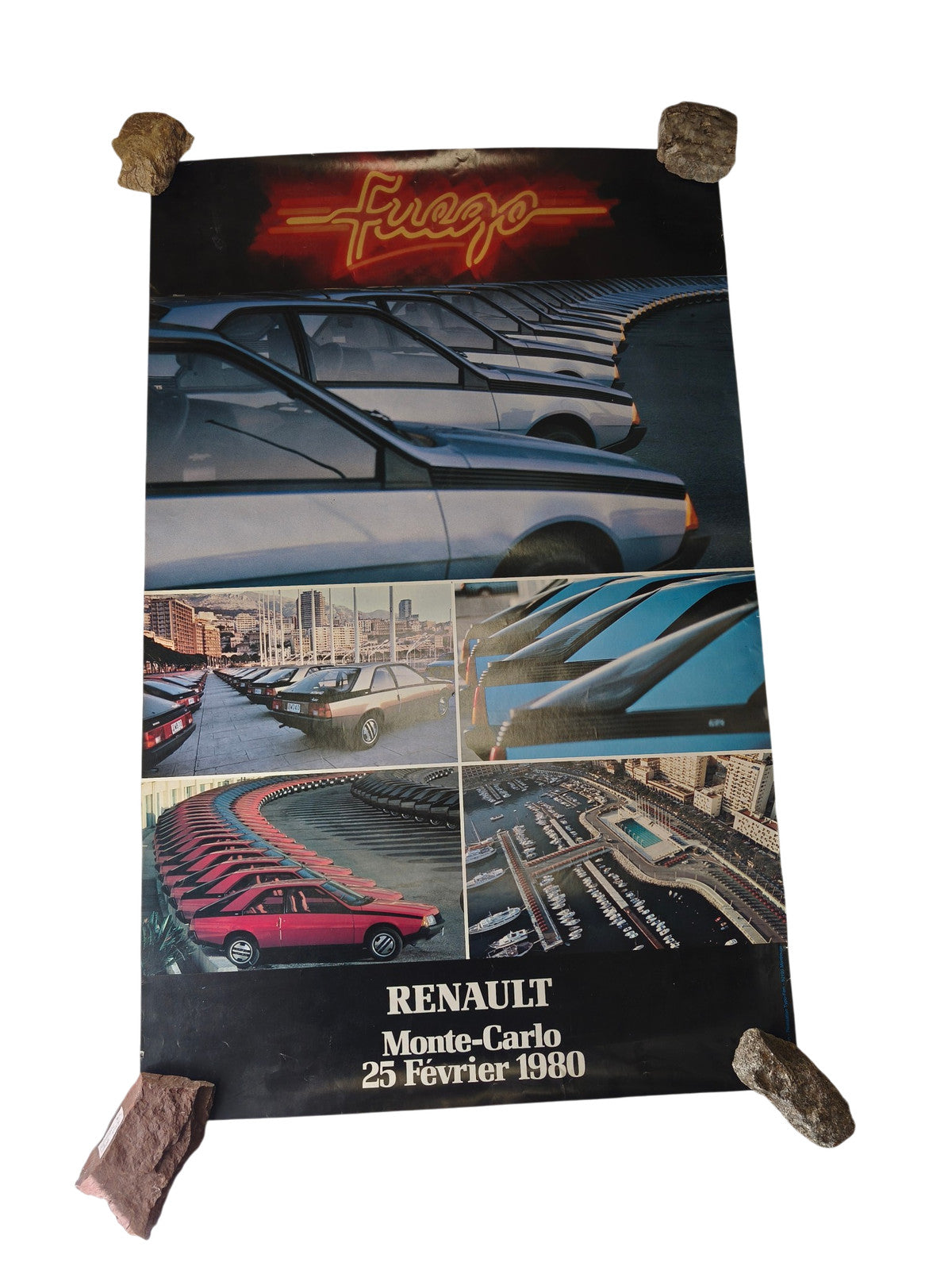 Affiche vintage Renault Monte Carlo ancienne, grande déco rétro automobile colle