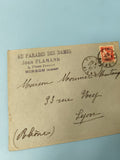 Ancienne enveloppe oblitérée début XXe, timbre rouge, Hirson-Lyon, philatélie