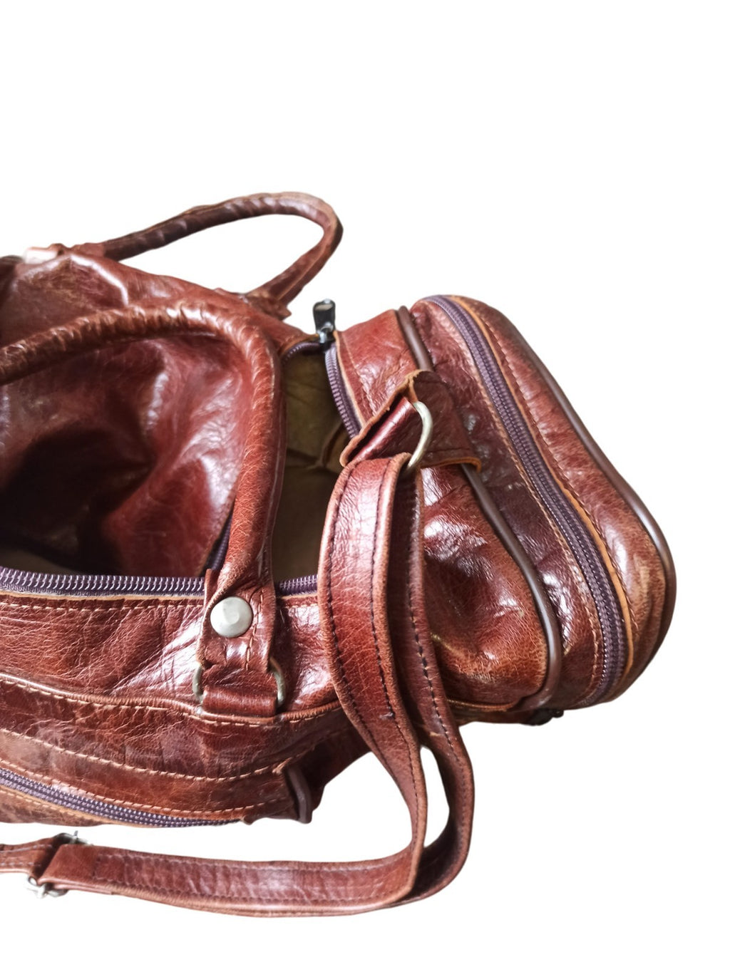 Sac à main vintage cuir marron, grand format, ancien modèle élégant rare