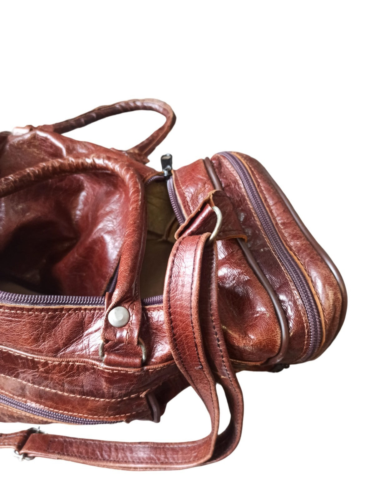 Sac à main vintage cuir marron, grand format, ancien modèle élégant rare