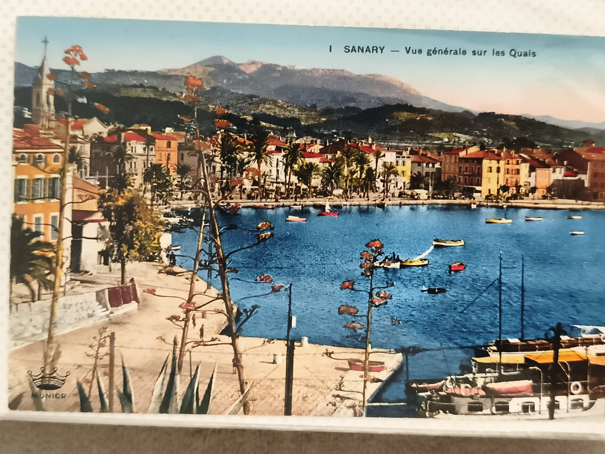 Carte postale ancienne SANARY vue générale quais couleur vintage CPA