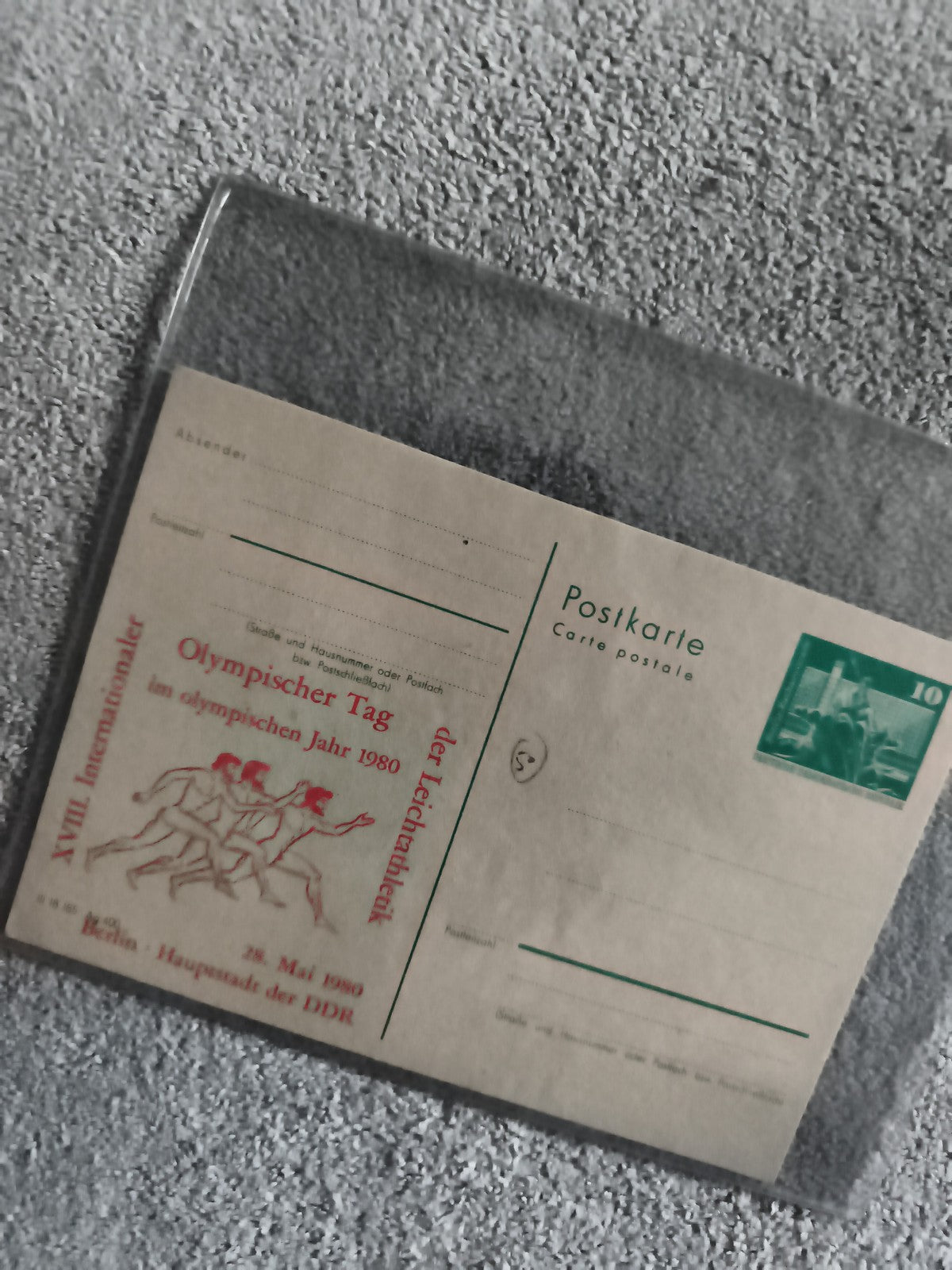Carte postale DDR 1980 Olympischer Tag Berlin athlétisme philatélie (Ref 1)