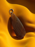 Pendentif vintage goutte agate naturelle, bijou ancien strié brun beige