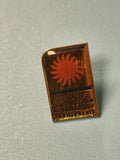 Vintage pin's EDF Production Hydraulique Méditerranée logo orange rectangulaire