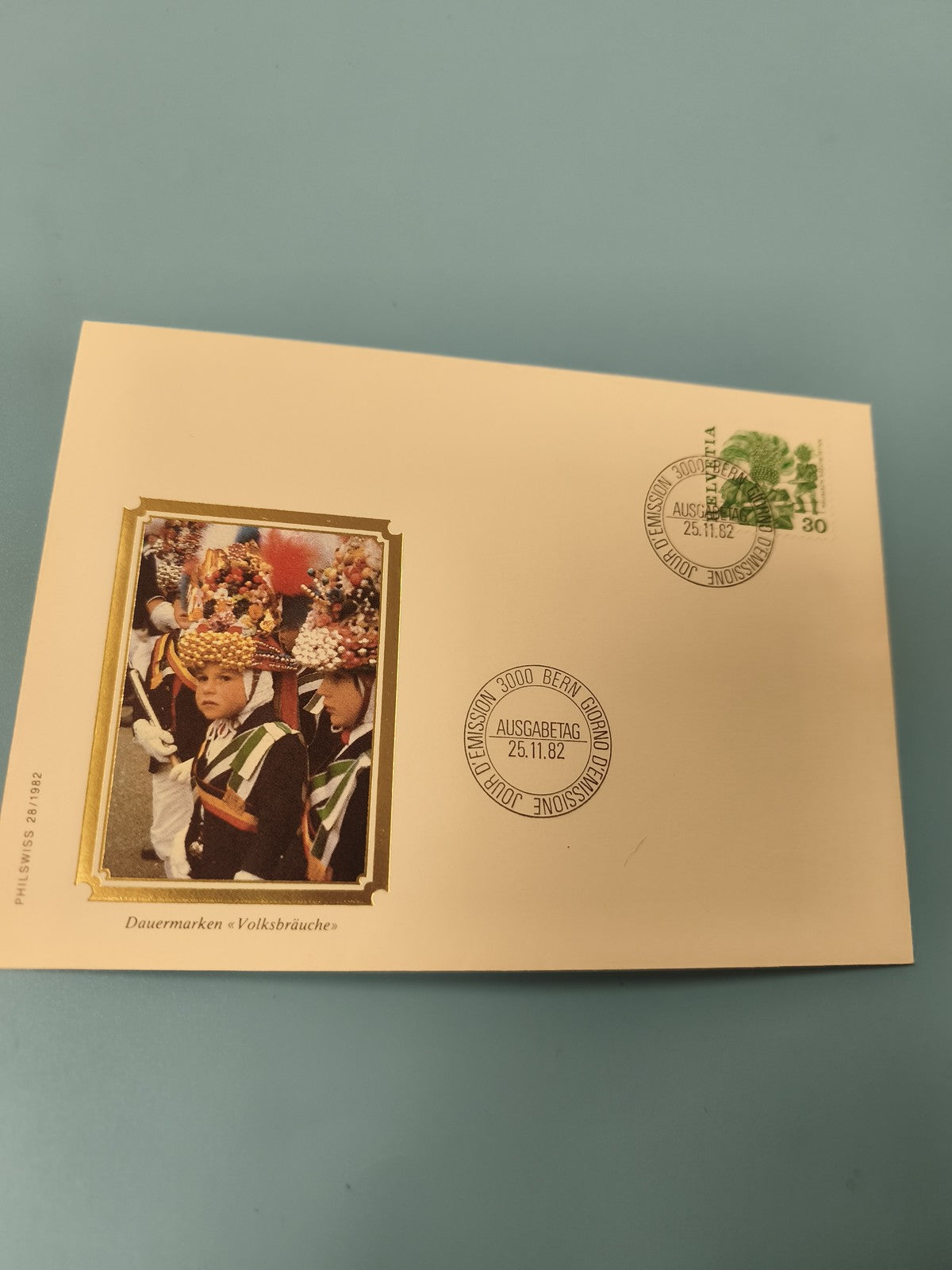 Enveloppe premier jour FDC Suisse 1982 Dauermarken Volksbräuche timbre 30c (Ref