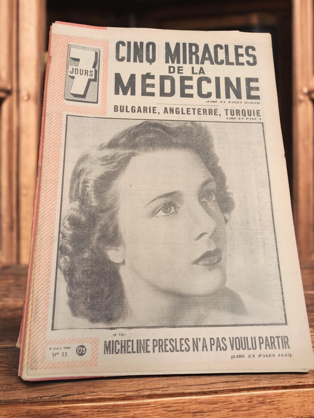Magazine 7 Jours n°23 1941 ancien presse rétro couverture Micheline Presles