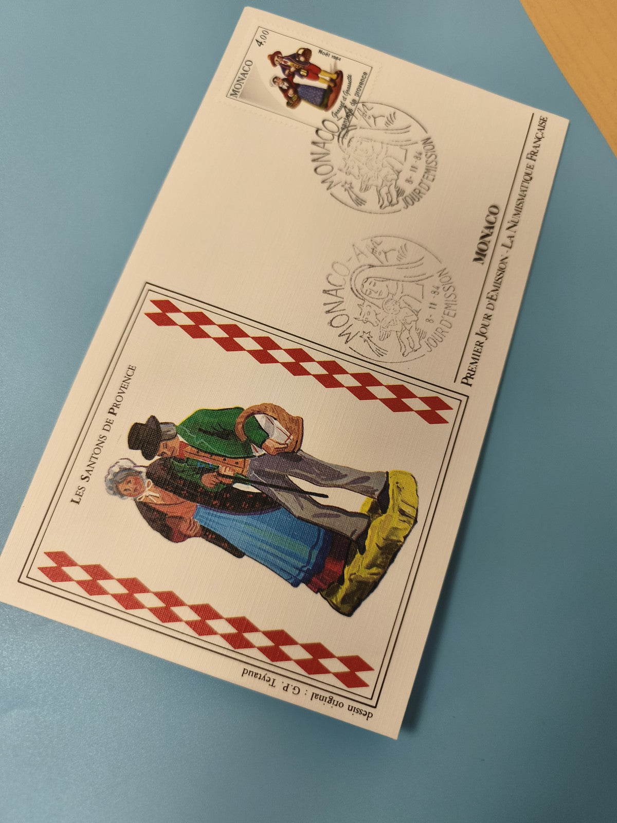 Enveloppe FDC Monaco premier jour d?émission, santons de Provence, timbre Noël