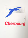 Vintage grand autocollant publicitaire ancien Cherbourg collection rétro déco