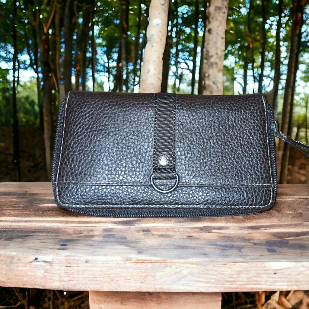 Trousse de toilette femme cuir marron, aspect grainé, occasion élégante