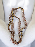 Collier vintage en coquillages naturels brun beige rétro ancien déco