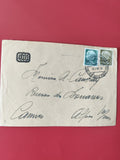 Enveloppe timbrée philatélie Sarre, affranchissement Camus, cachet visible
