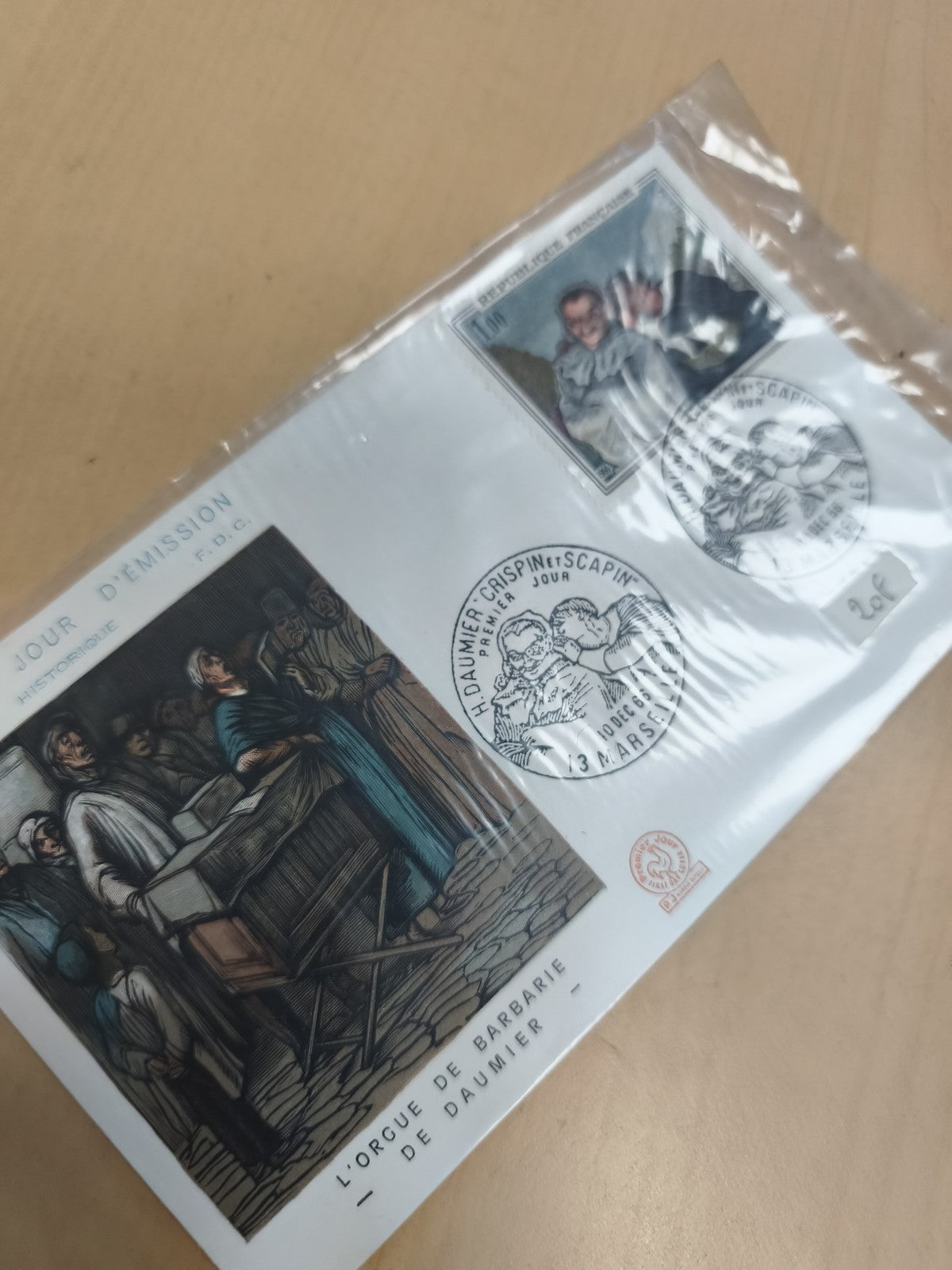 Enveloppe premier jour L'orgue de barbarie Daumier philatélie FDC timbre France