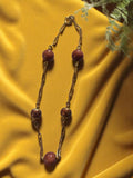 Collier vintage doré maillons et perles brunes rétro chic fantaisie métal