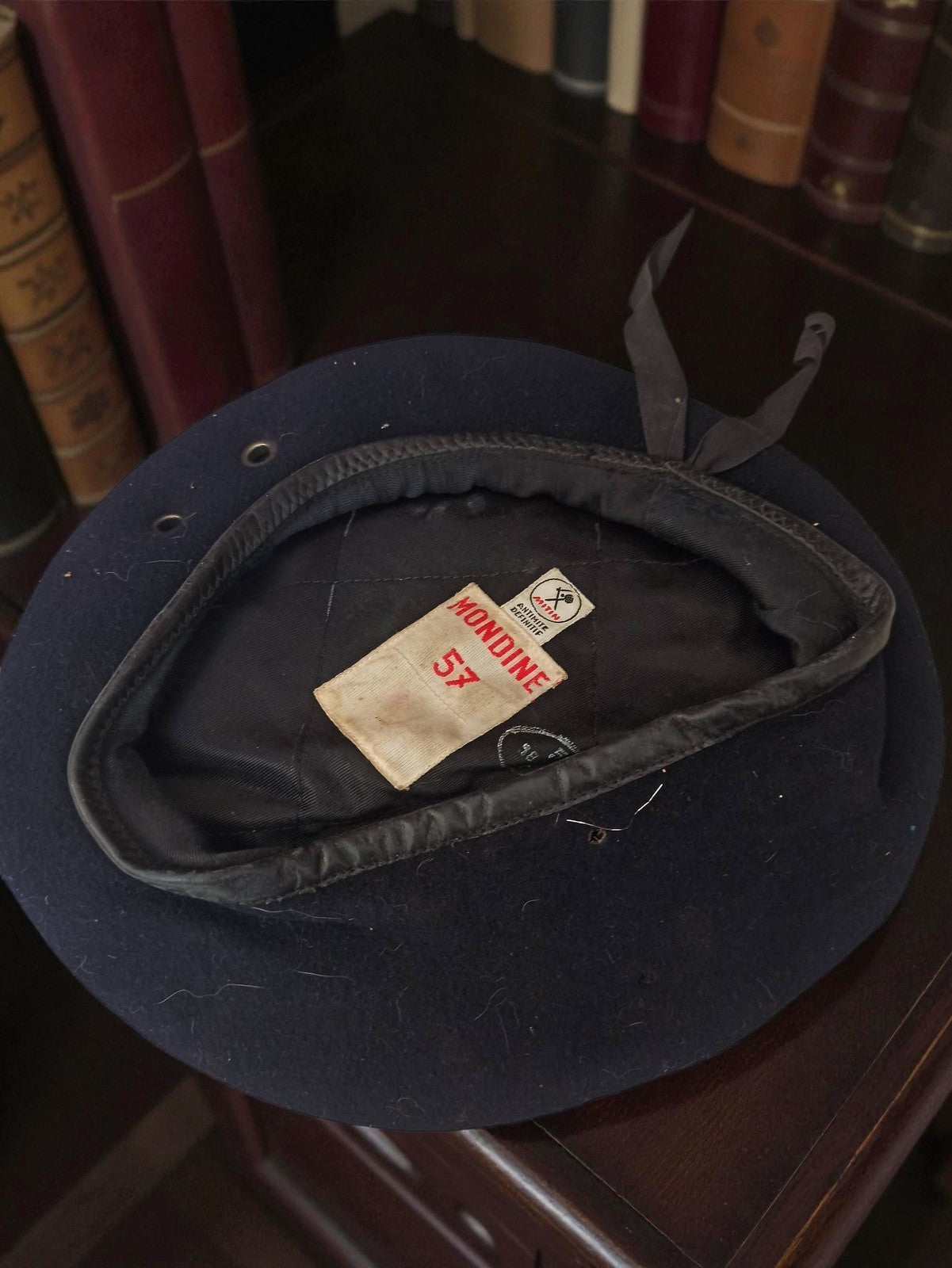 Béret commando MONDINE 57 ancien militaire bleu marine vintage Algérie