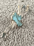 Pin's vintage danseuse ballerine tutu bleu, broche émaillée rétro (Ref 7)
